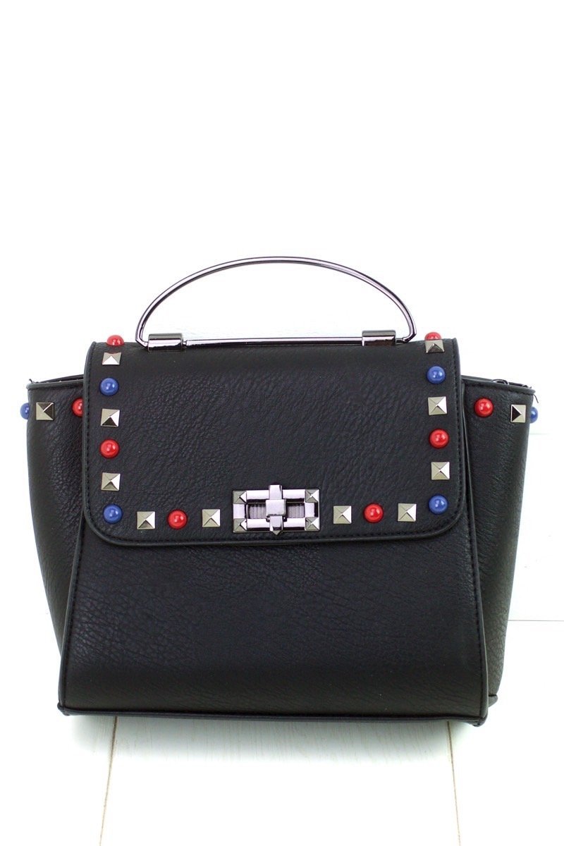 Anya Black Stud Satchel Bag