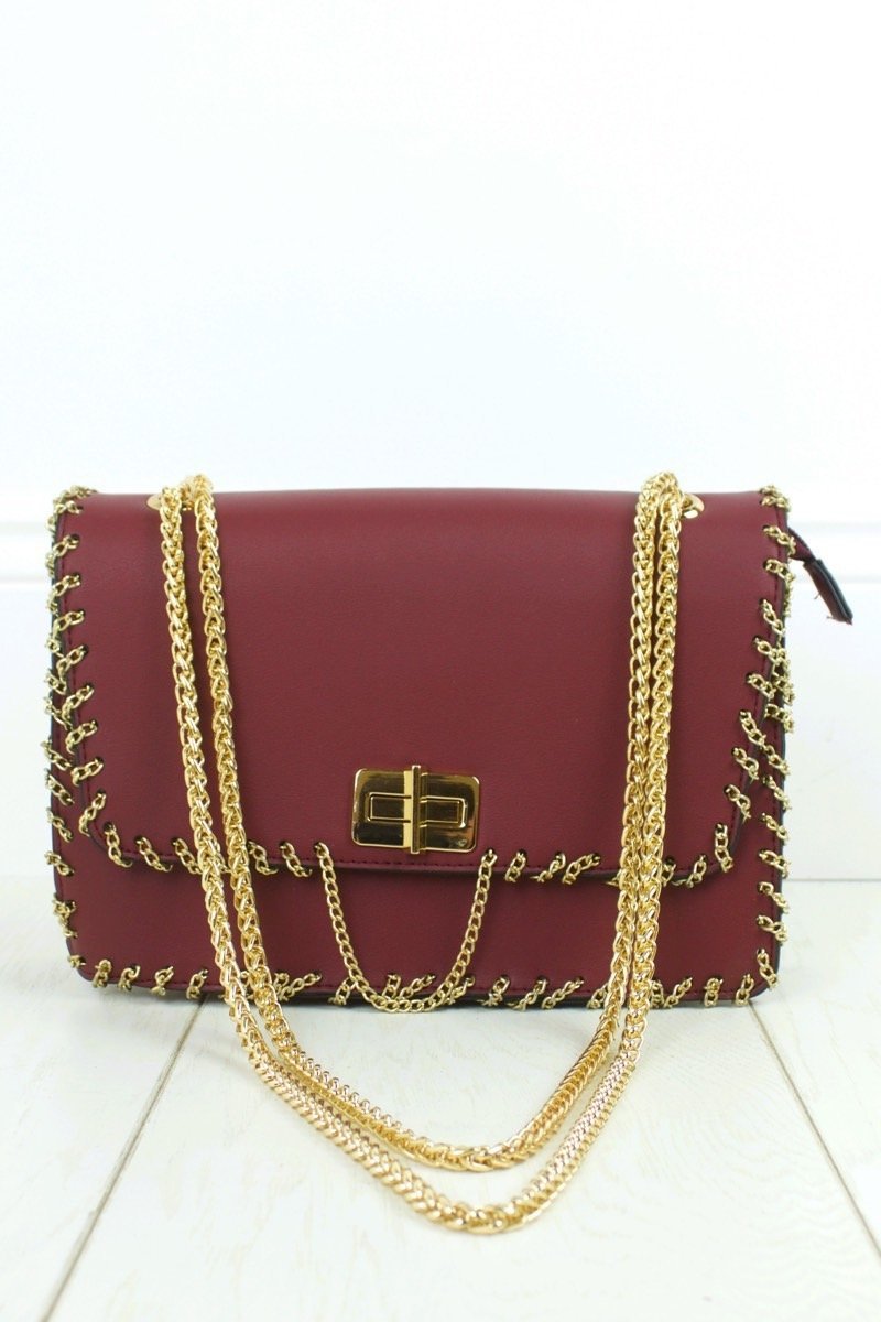 Carrie Burgundy Chain Shoulder Bag