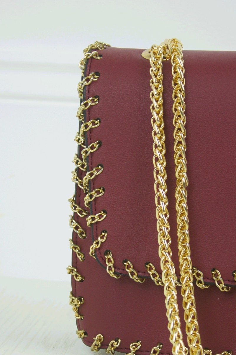 Carrie Burgundy Chain Shoulder Bag