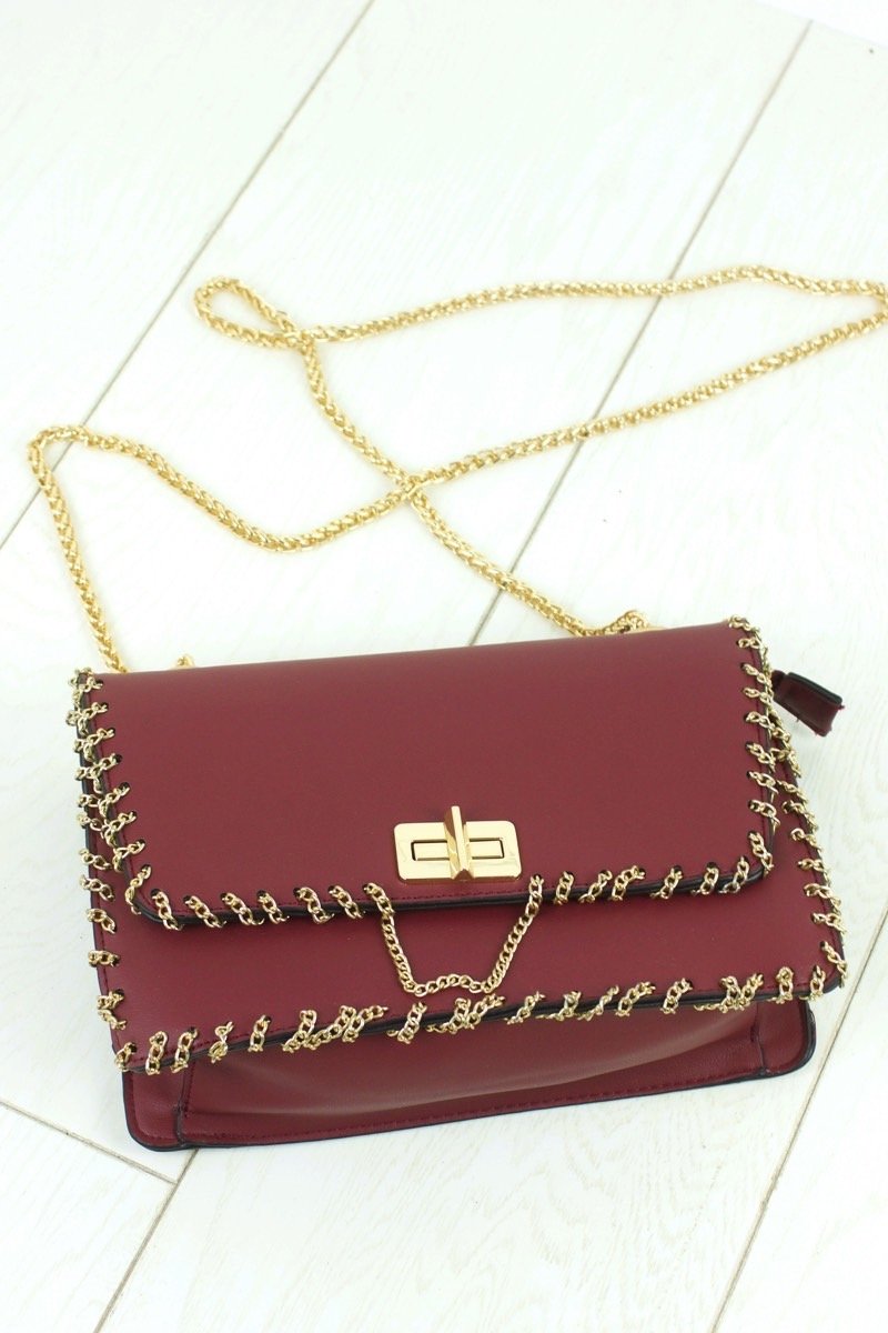 Carrie Burgundy Chain Shoulder Bag