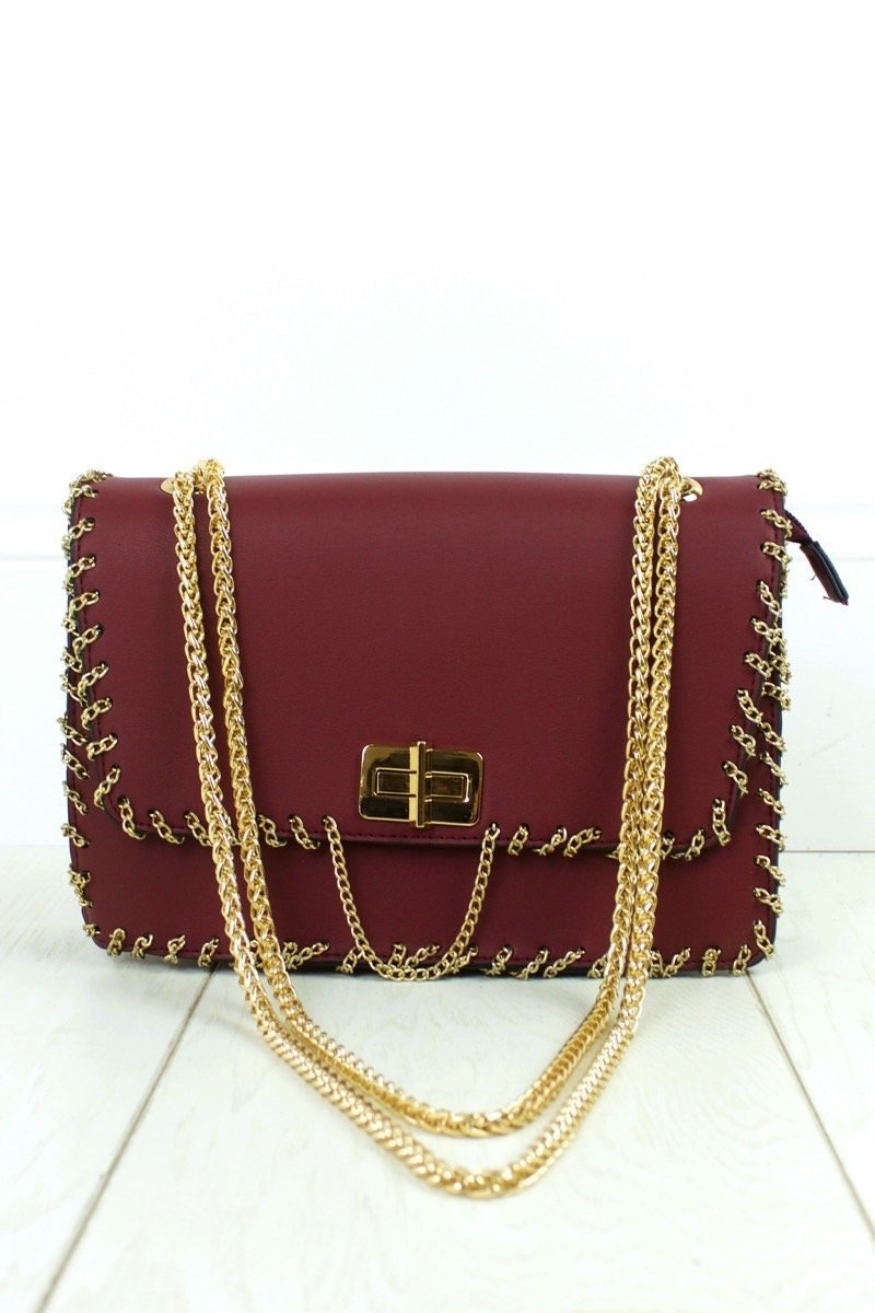 Carrie Burgundy Chain Shoulder Bag
