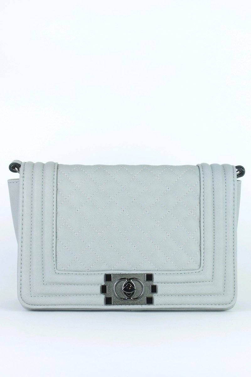Cher Grey Quilted Shoulder Bag