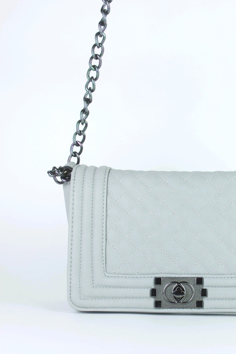 Cher Grey Quilted Shoulder Bag