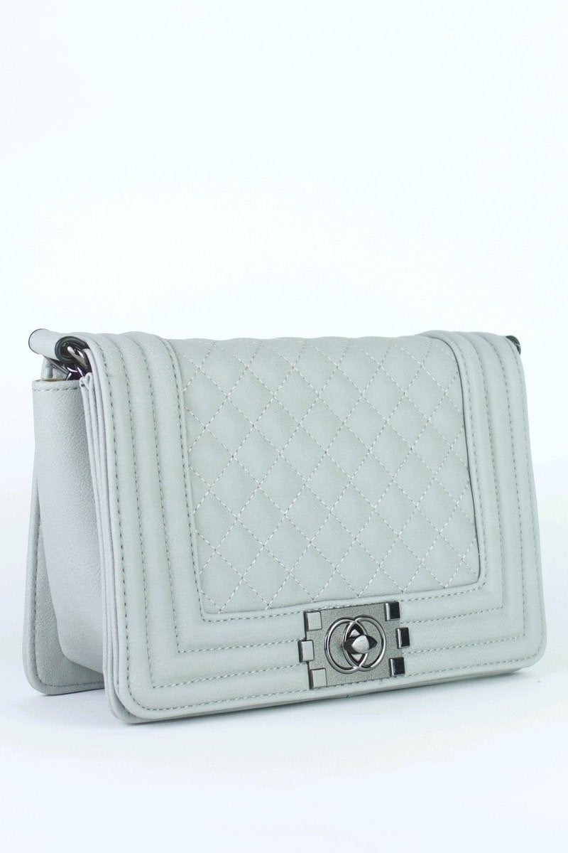 Cher Grey Quilted Shoulder Bag