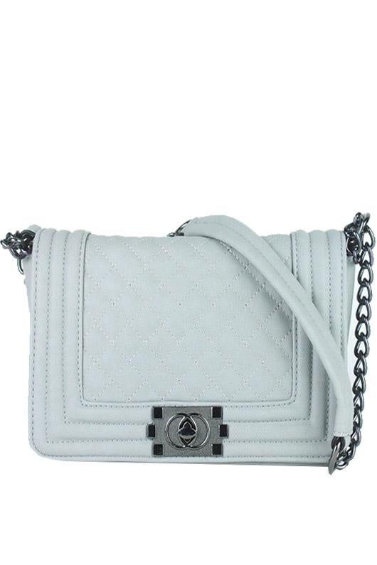 Cher Grey Quilted Shoulder Bag
