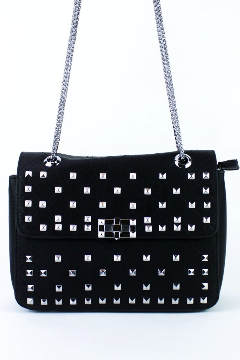 Clara Black Stud Shoulder Bag