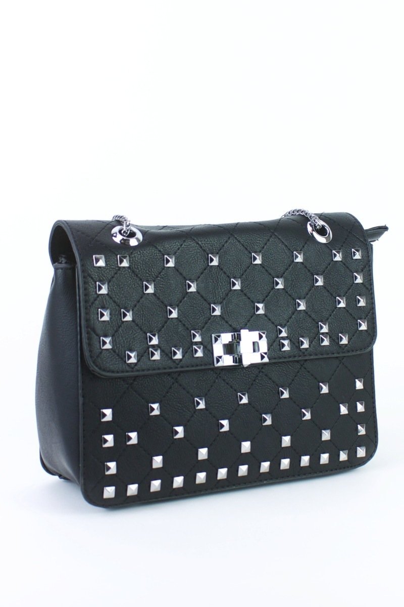 Clara Black Stud Shoulder Bag