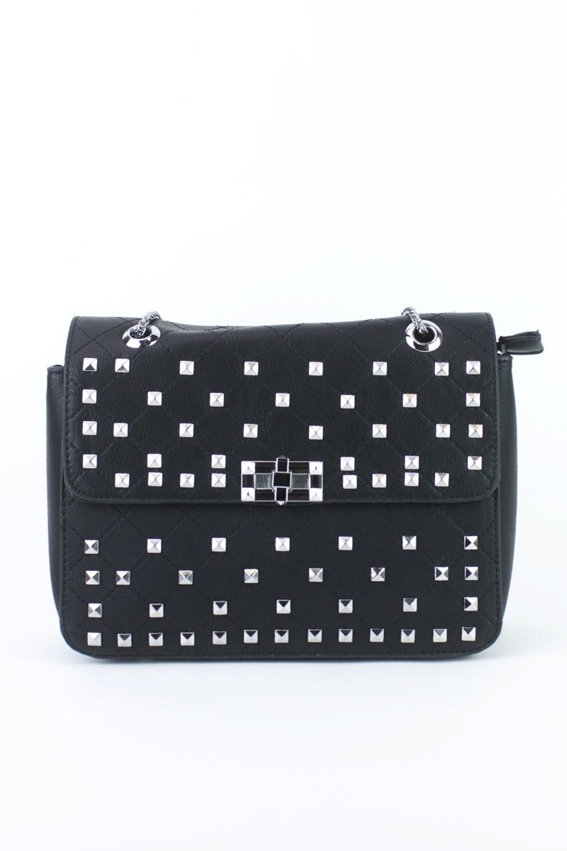 Clara Black Stud Shoulder Bag