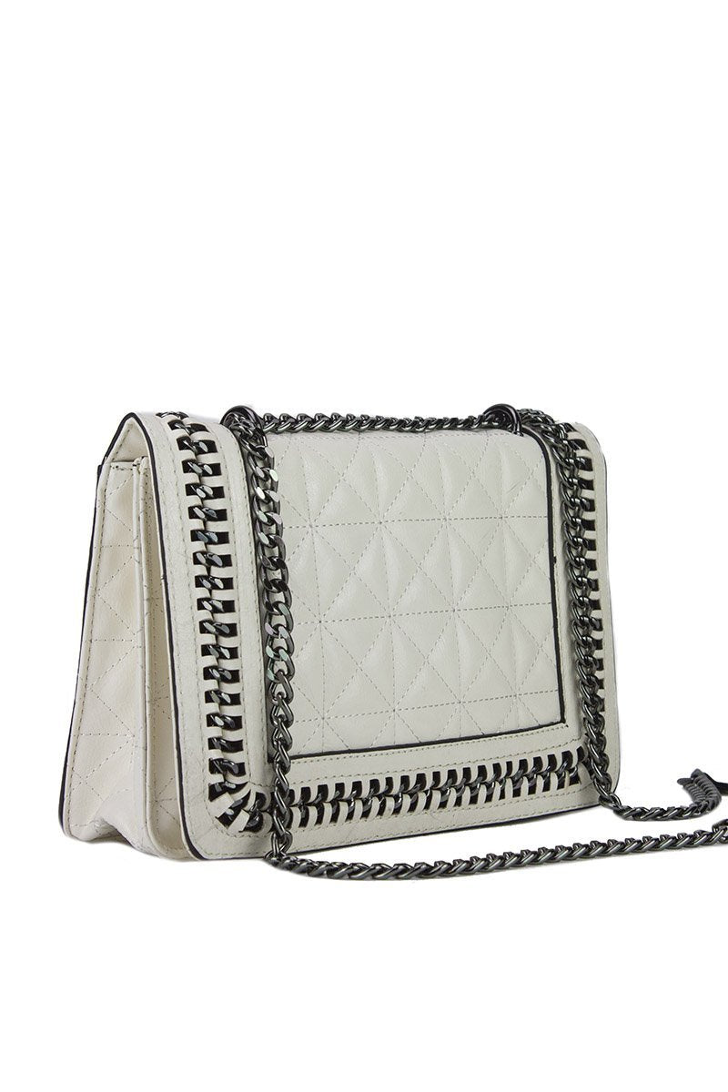 Claudine Beige Quilted Chain Bag