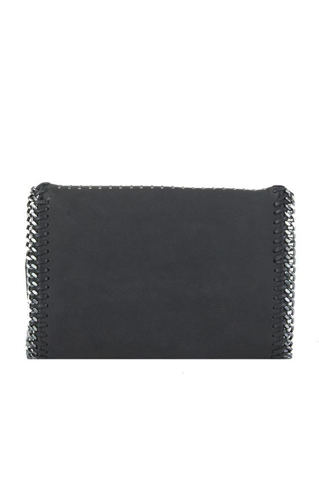 Ella Black Faux Suede Chain Clutch Shoulder Bag