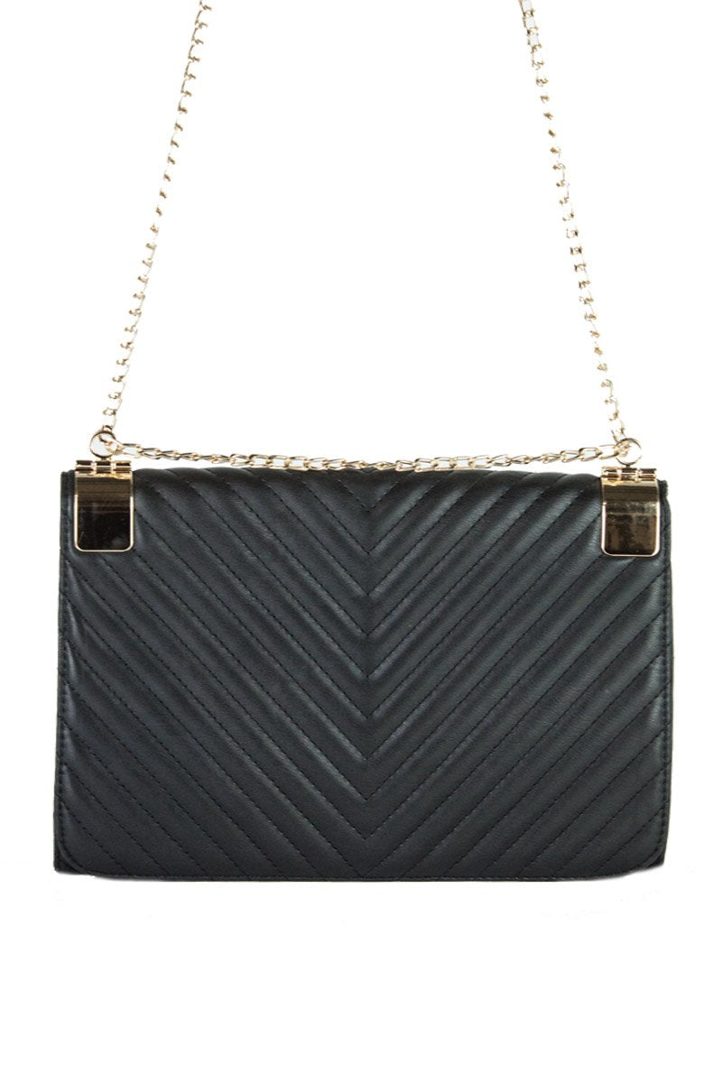 Emma Black Quilted Shoulder Bag