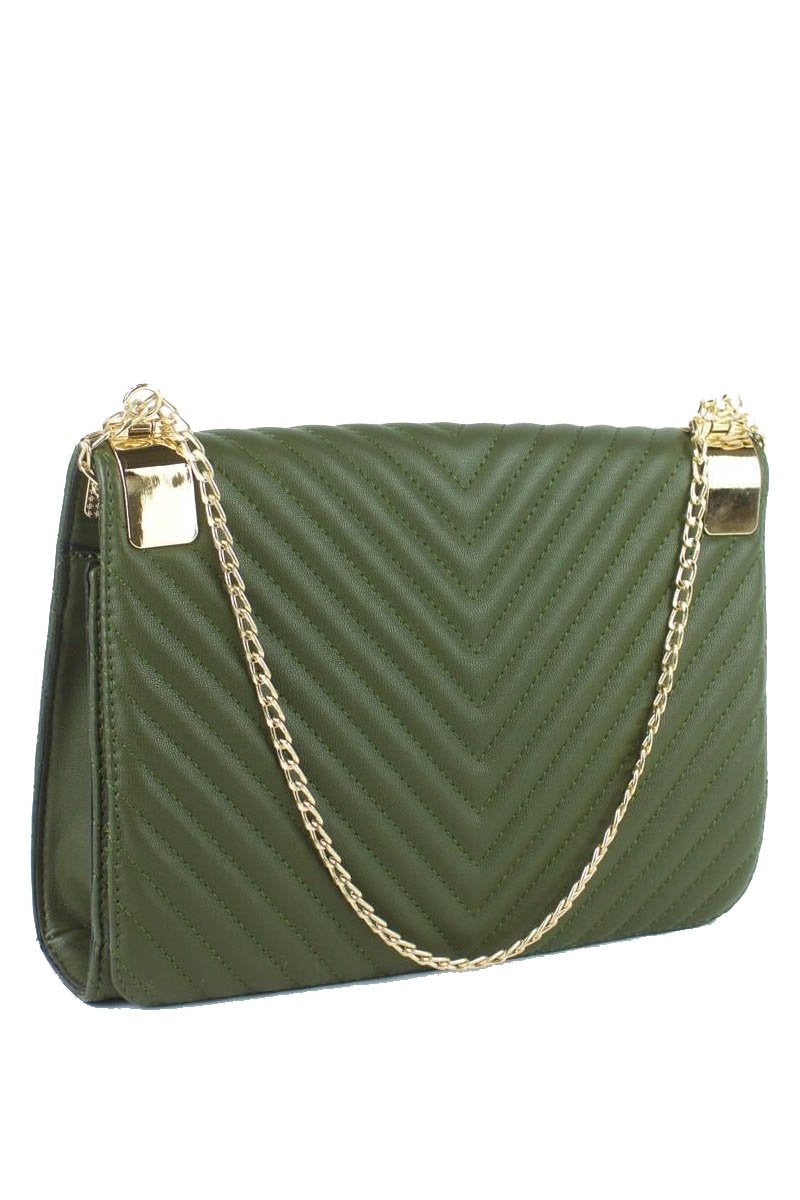 Emma Khaki Quilted Shoulder Bag