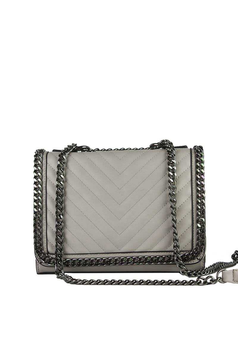 Eve Beige Quilted Chain Cross Body Bag