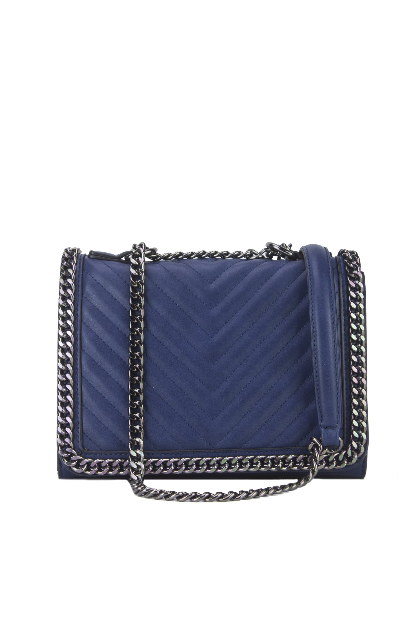 Eve Blue Quilted Chain Cross Body Bag