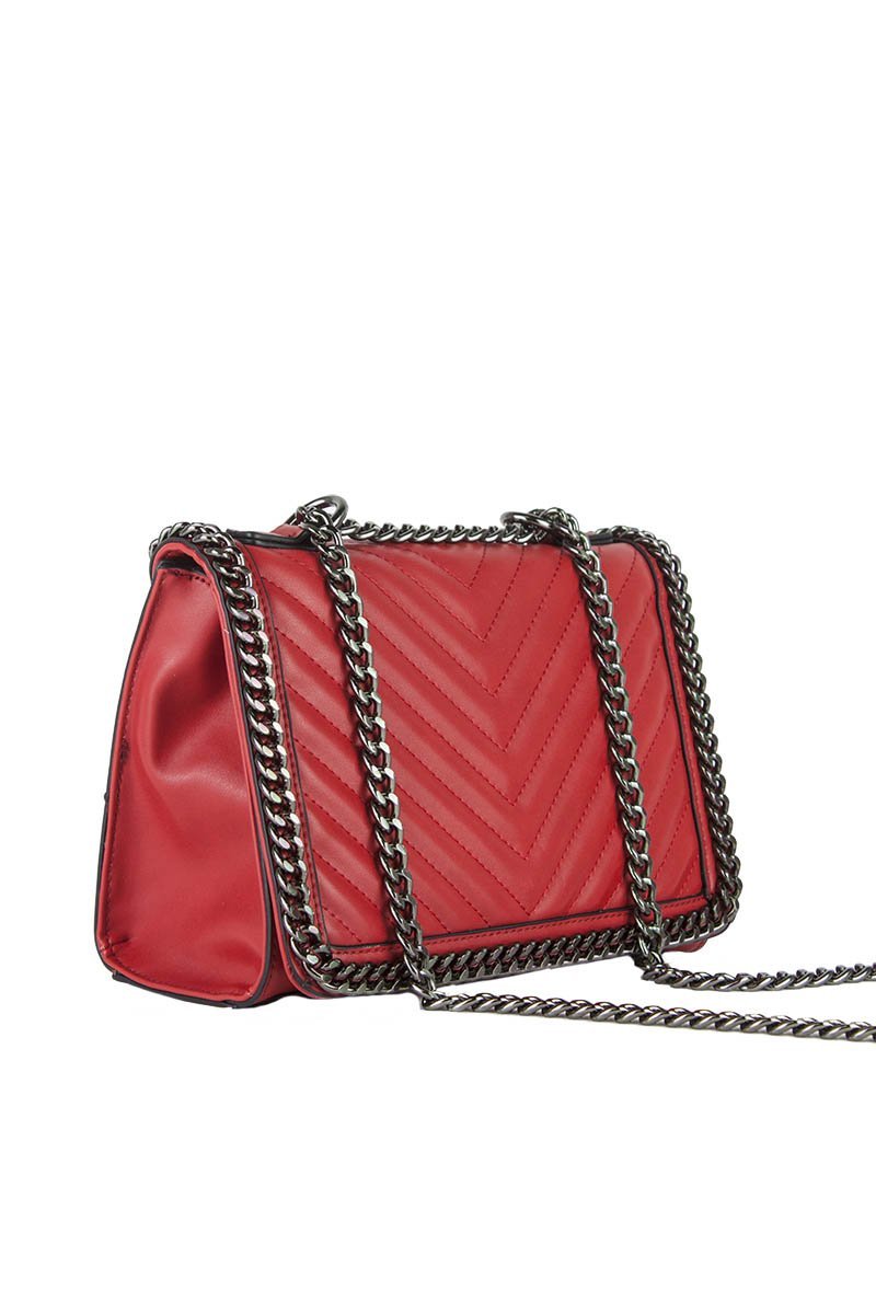 Eve Red Quilted Chain Cross Body Bag