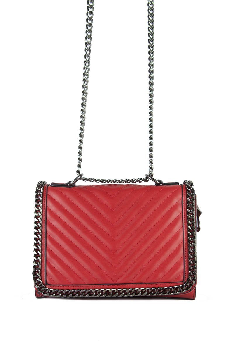 Eve Red Quilted Chain Cross Body Bag