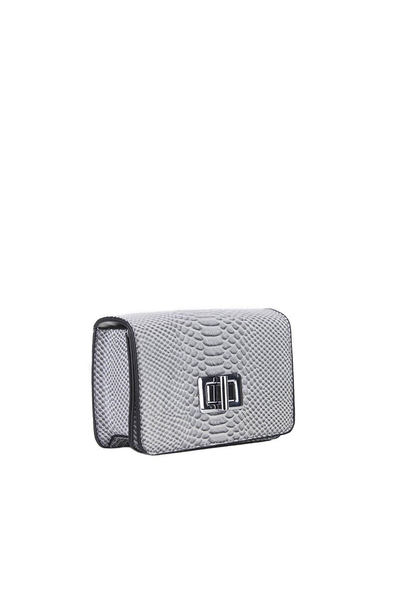 Evelyn Grey Snake Print Shoulder Bag