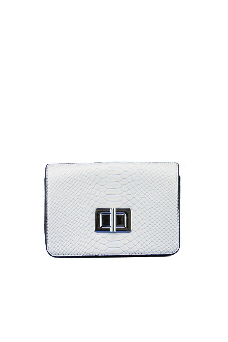 Evelyn White Snake Print Shoulder Bag