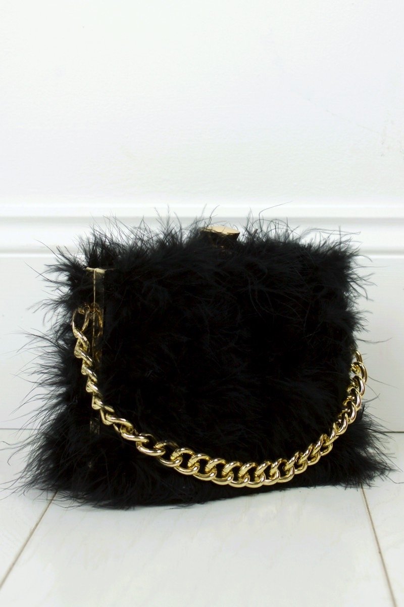 Felicity Black Feather Bag