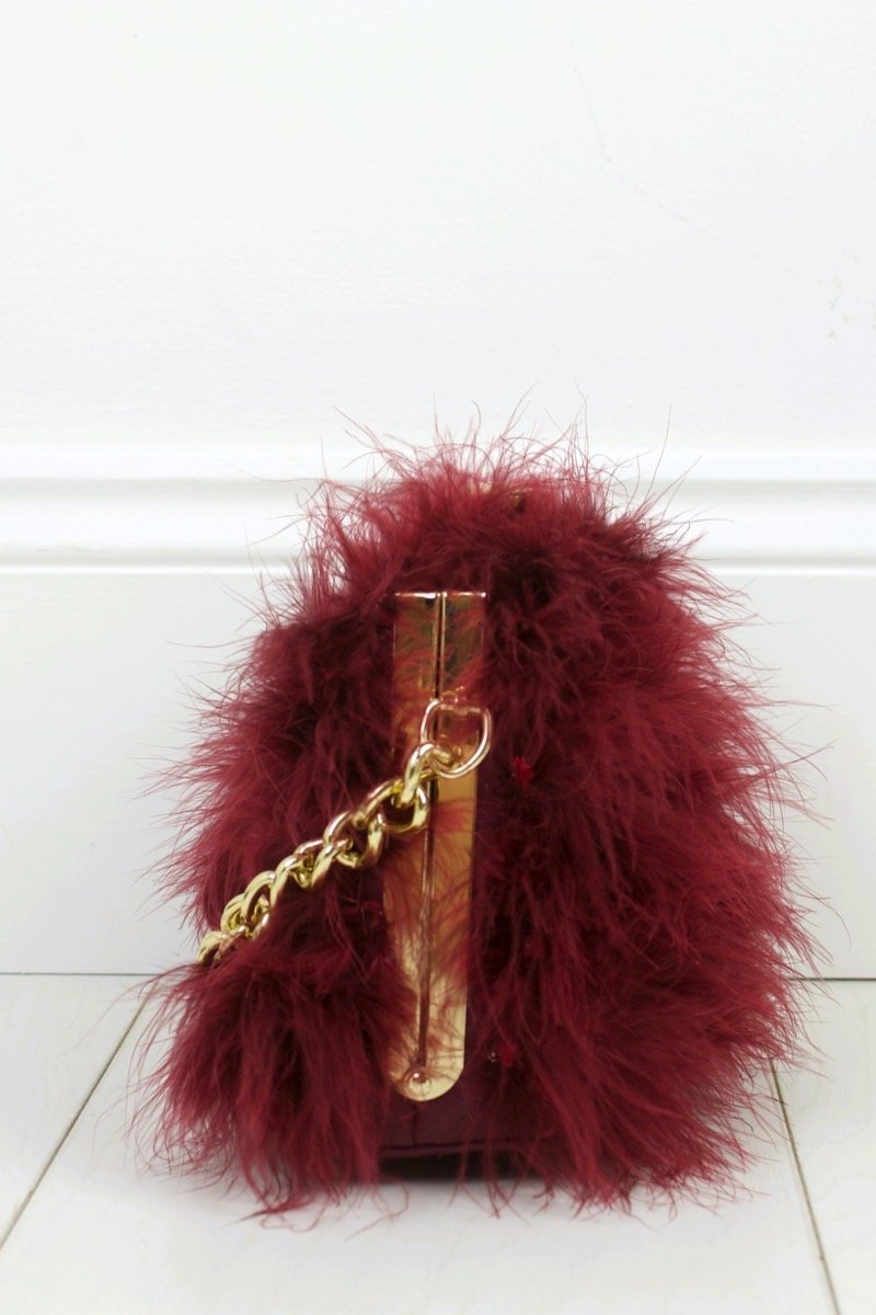 Felicity Burgundy Feather Bag