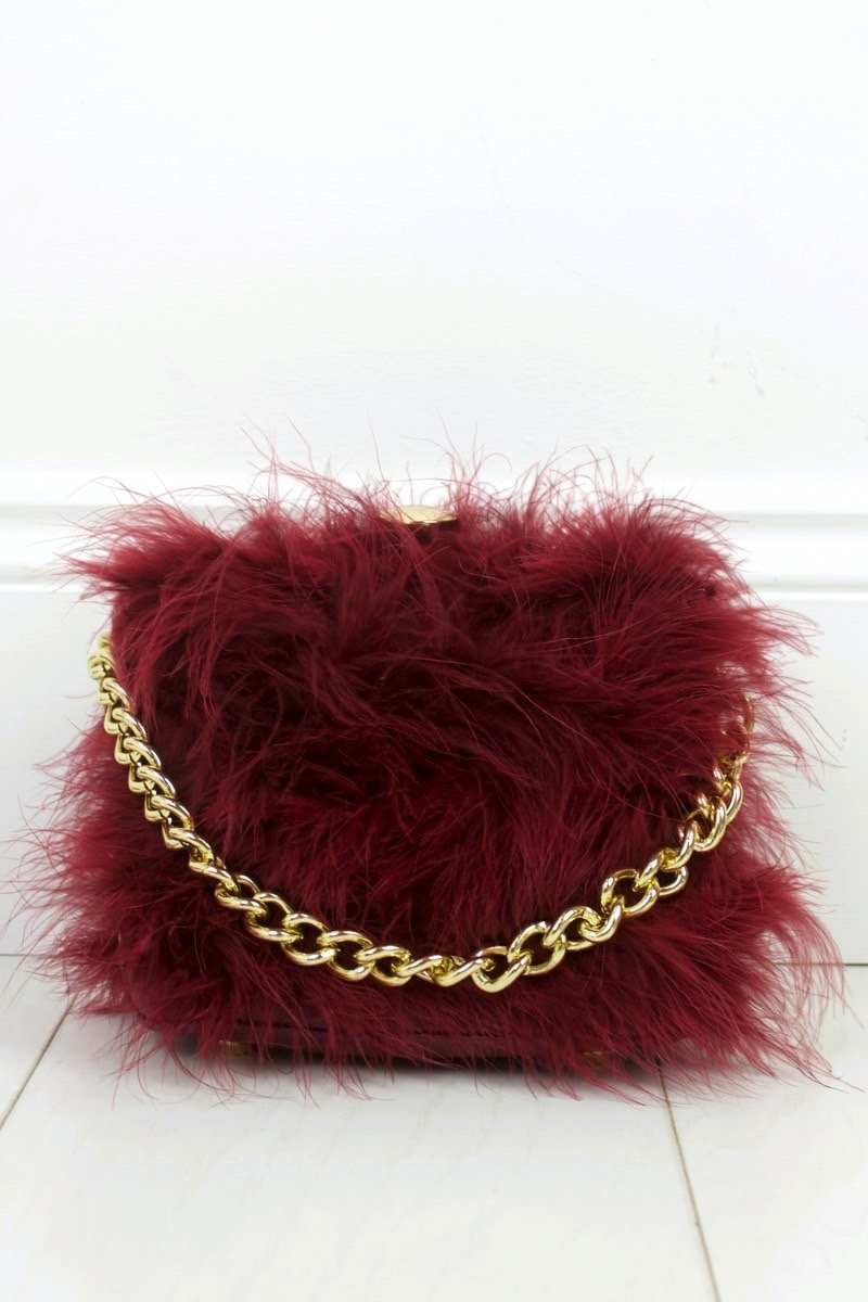 Felicity Burgundy Feather Bag