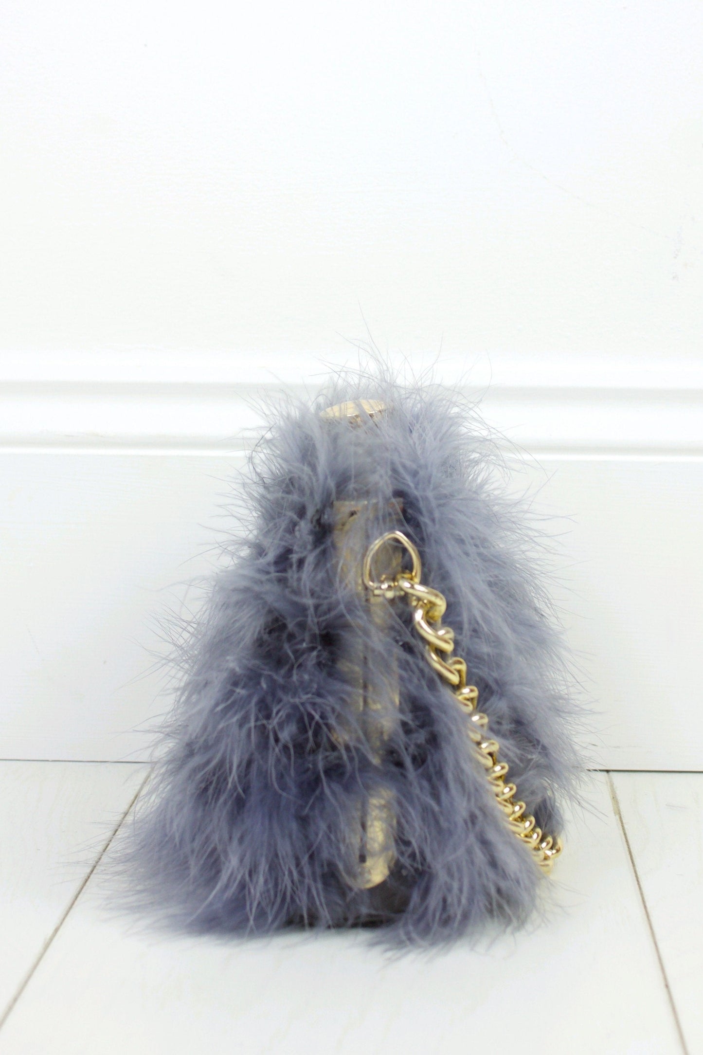 Felicity Grey Feather Bag