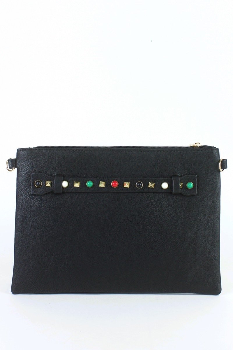 Freya Black Stud Clutch Bag