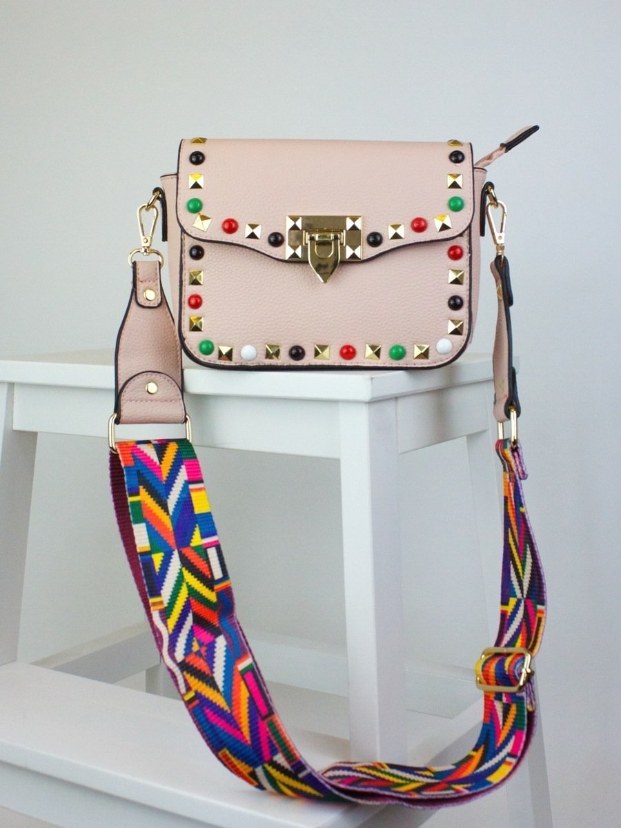 Gabriella Pink Stud Cross Body Bag