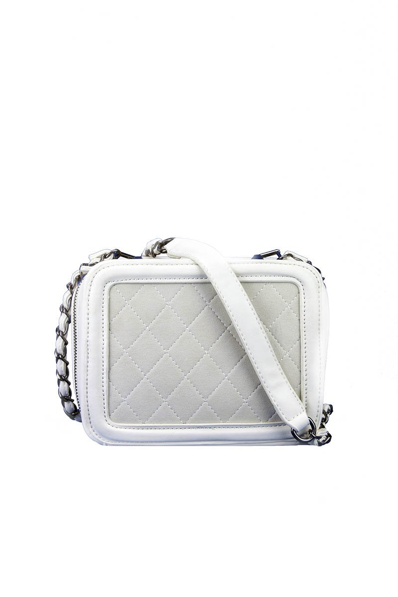 Georgina White Quilted Box Bag With Strap