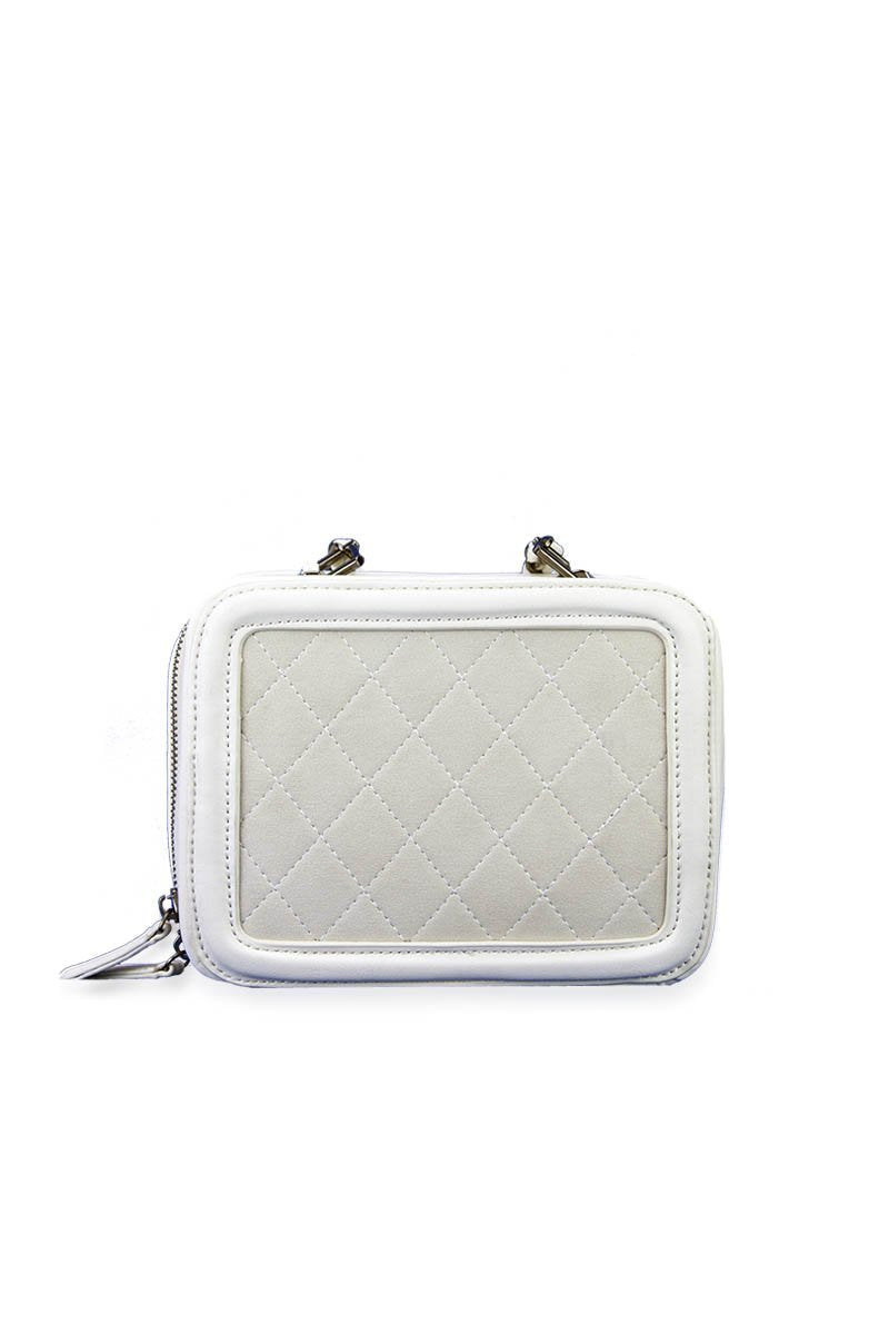 Georgina White Quilted Box Bag With Strap