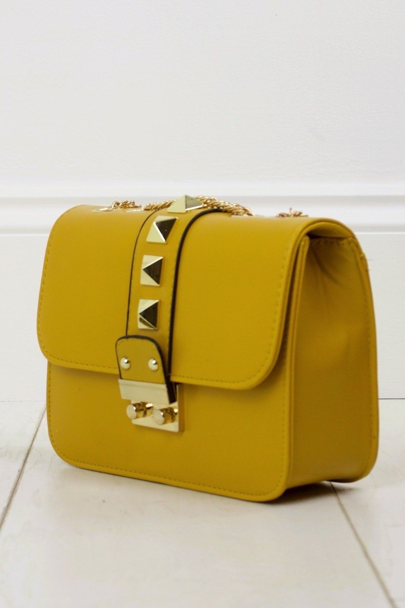 Giovanni Mustard Stud Shoulder Bag