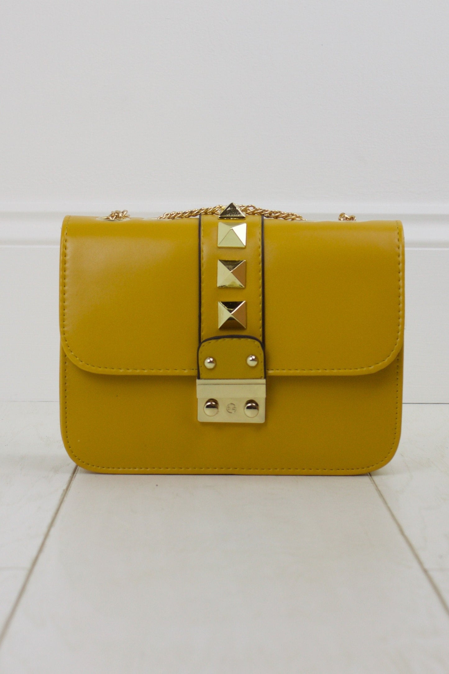 Giovanni Mustard Stud Shoulder Bag