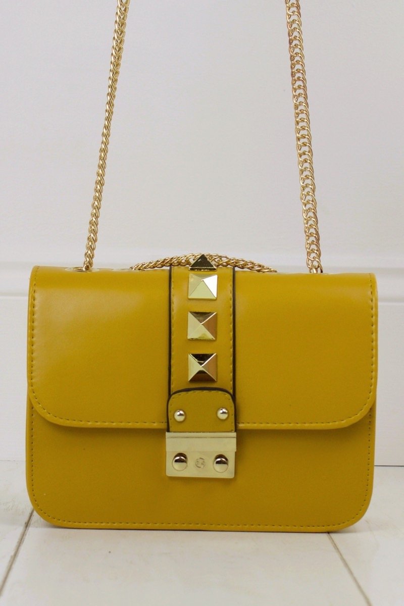 Giovanni Mustard Stud Shoulder Bag