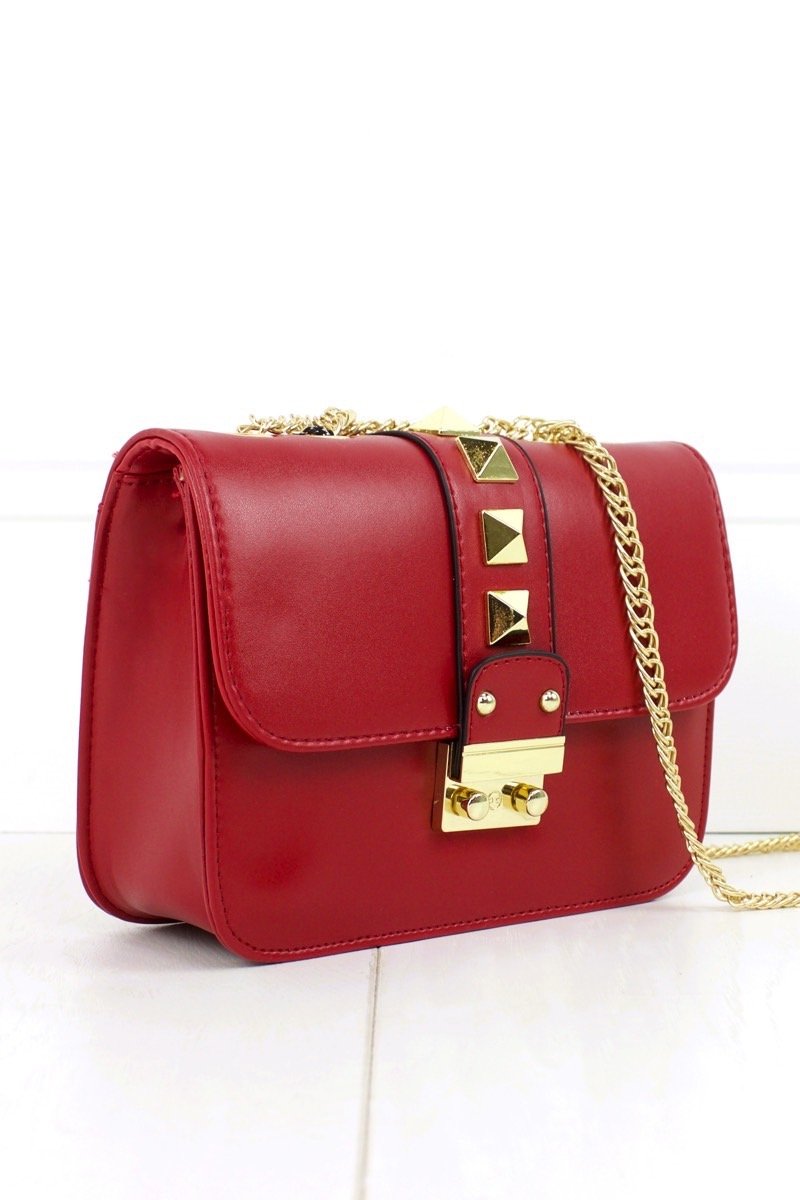 Giovanni Red Stud Shoulder Bag