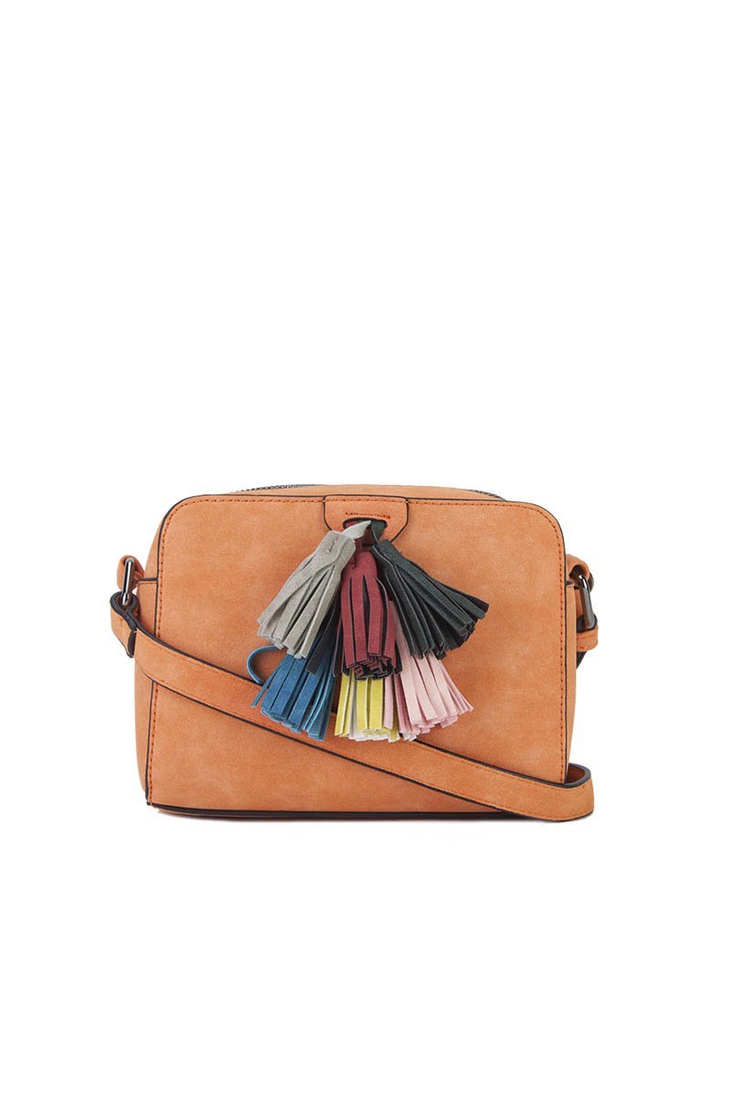 Hailey Orange Tassel Shoulder Bag