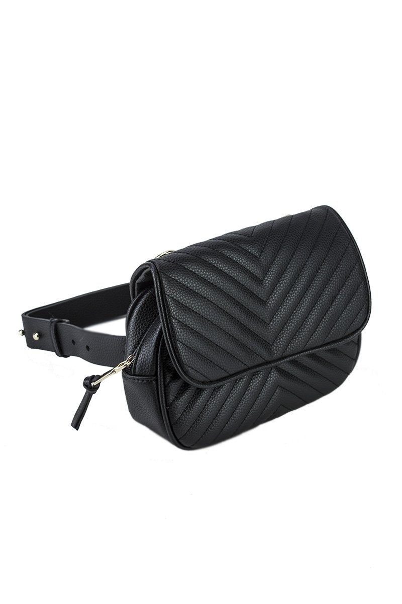 Jessica Black Quilted Belt Bag