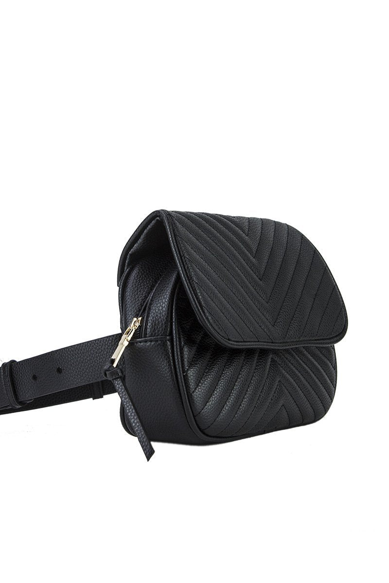 Jessica Black Quilted Belt Bag