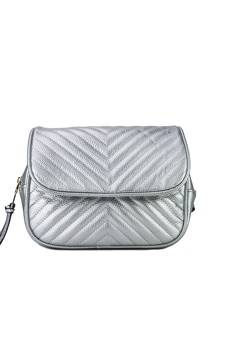 Jessica Silver Quilted Belt Bag