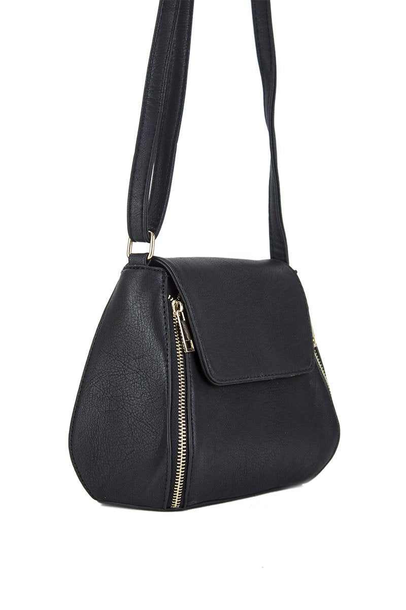 Kara Black Cross Body Bag With Gold Detail
