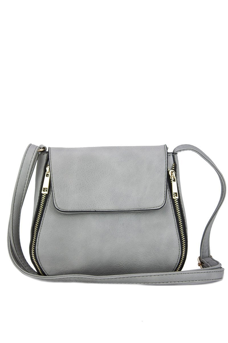 Kara Grey Cross Body Bag With Gold Detail