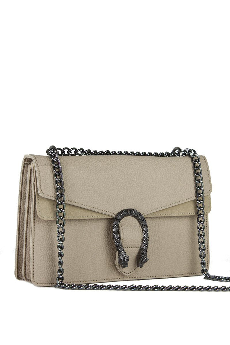 Kayleigh Beige Tiger Chain Shoulder Bag