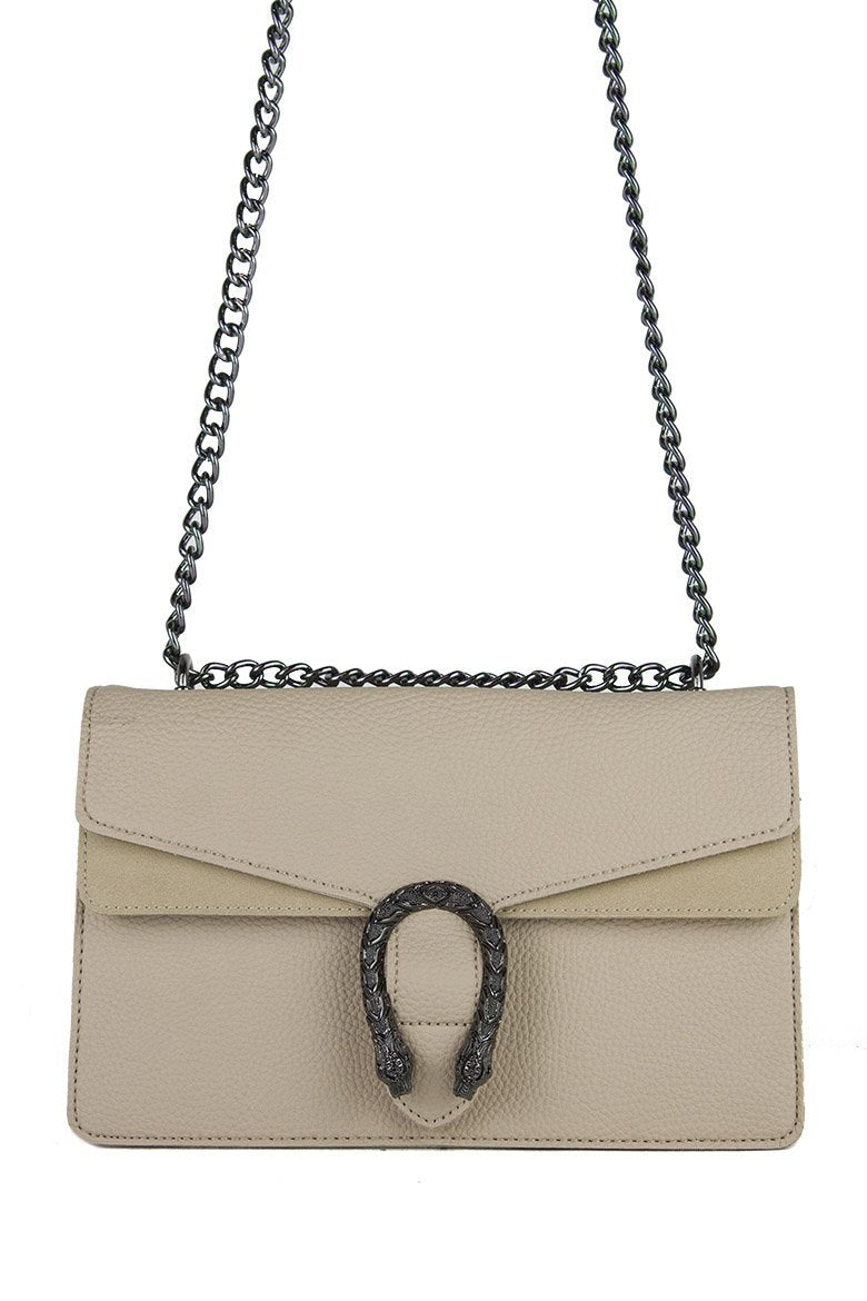 Kayleigh Beige Tiger Chain Shoulder Bag