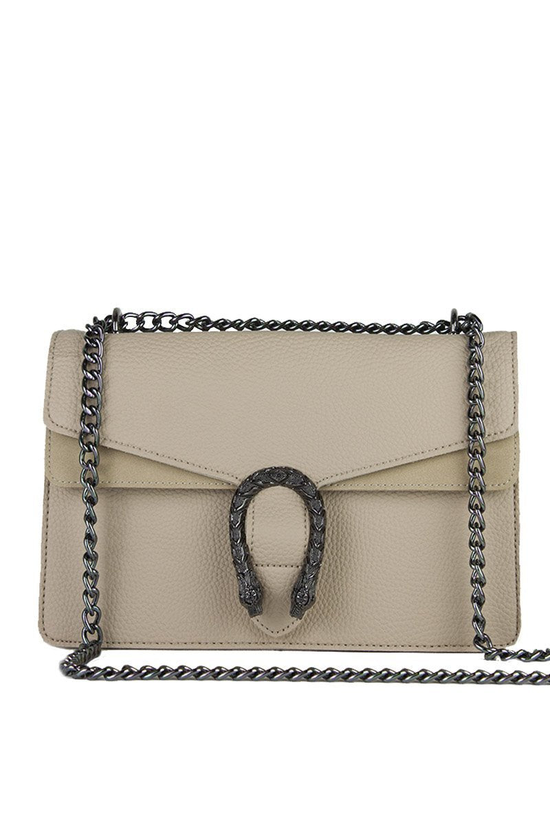Kayleigh Beige Tiger Chain Shoulder Bag