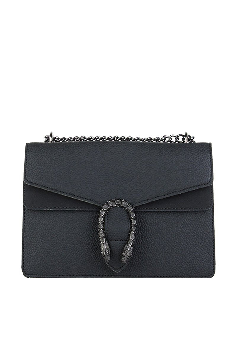 Kayleigh Black Tiger Chain Shoulder Bag