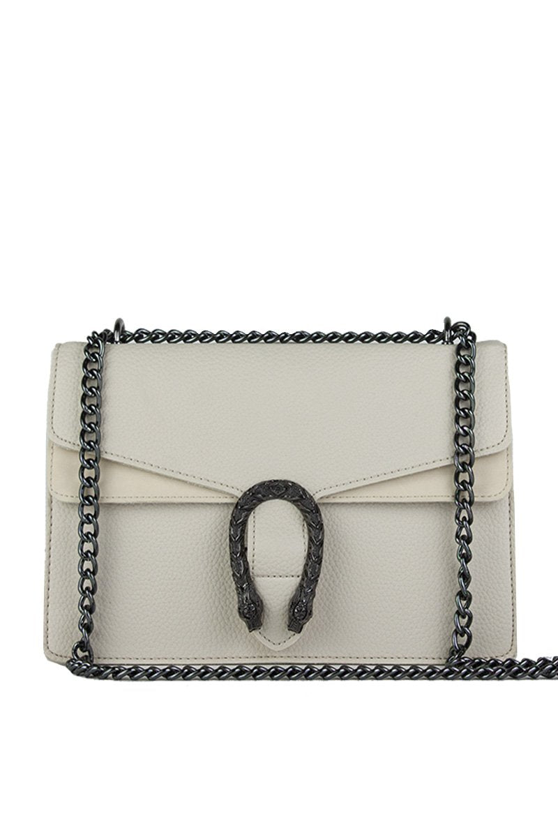Kayleigh Cream Tiger Chain Shoulder Bag