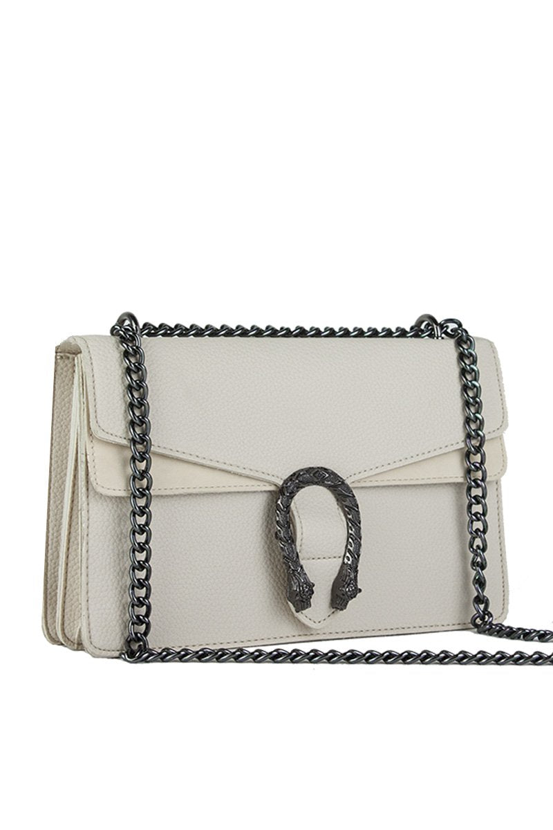Kayleigh Cream Tiger Chain Shoulder Bag