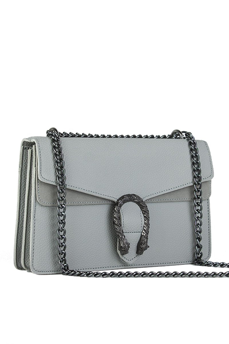 Kayleigh Grey Tiger Chain Shoulder Bag