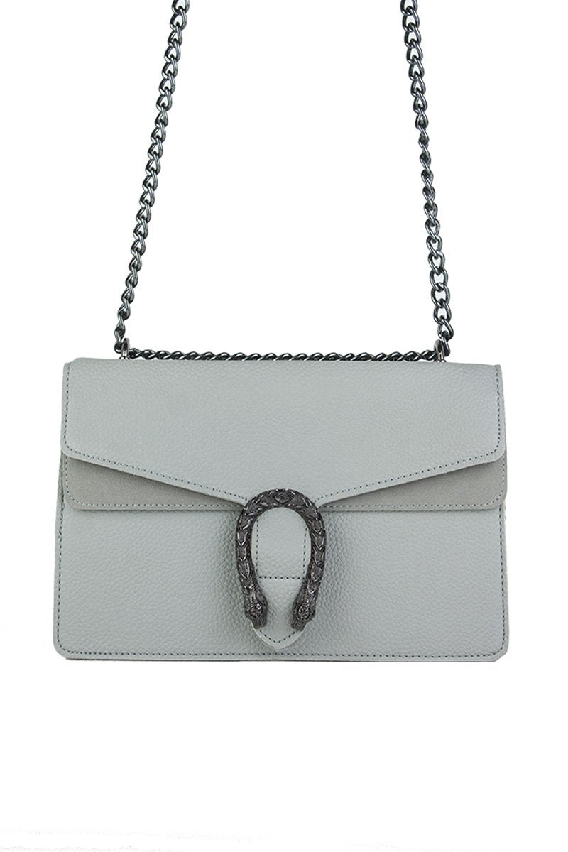 Kayleigh Grey Tiger Chain Shoulder Bag