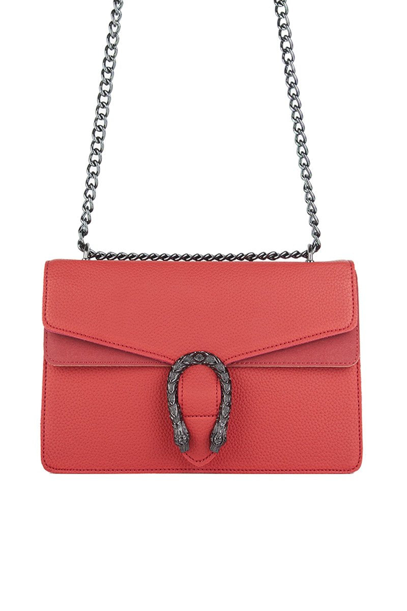 Kayleigh Red Tiger Chain Shoulder Bag