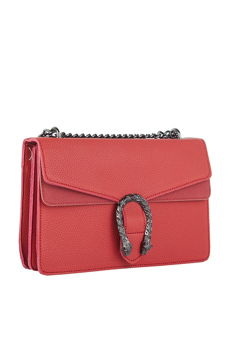 Kayleigh Red Tiger Chain Shoulder Bag